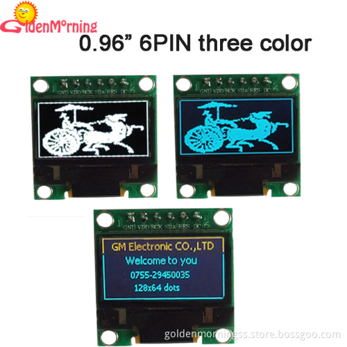 0.96" OLED display, 6P interface, IIC SPI 128*64 pixels, white color